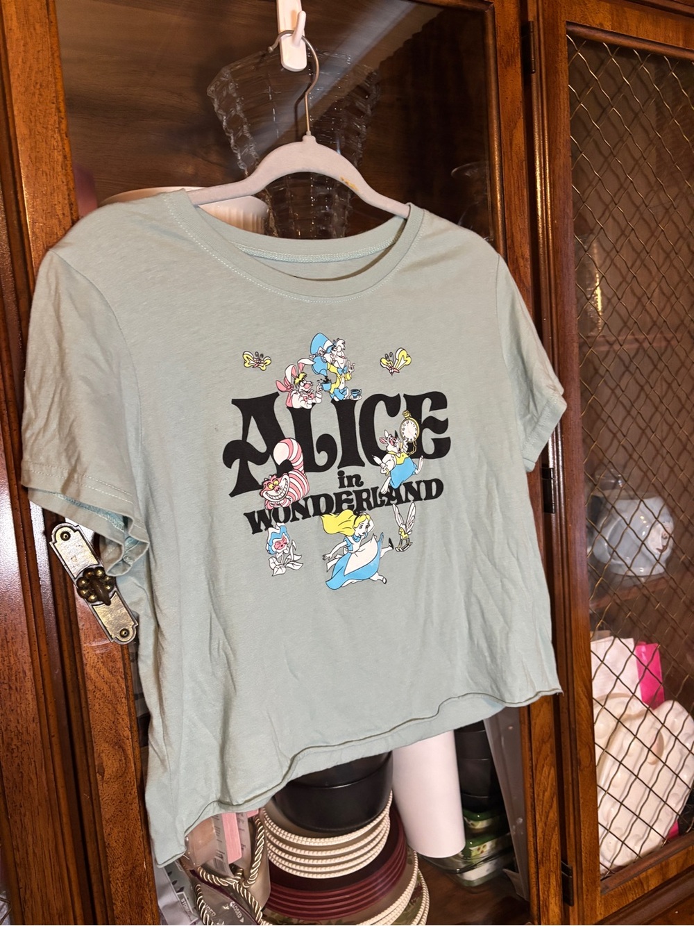 Disney Alice in Wonderland Graphic Tee - Light Mint with Multicolor Prints